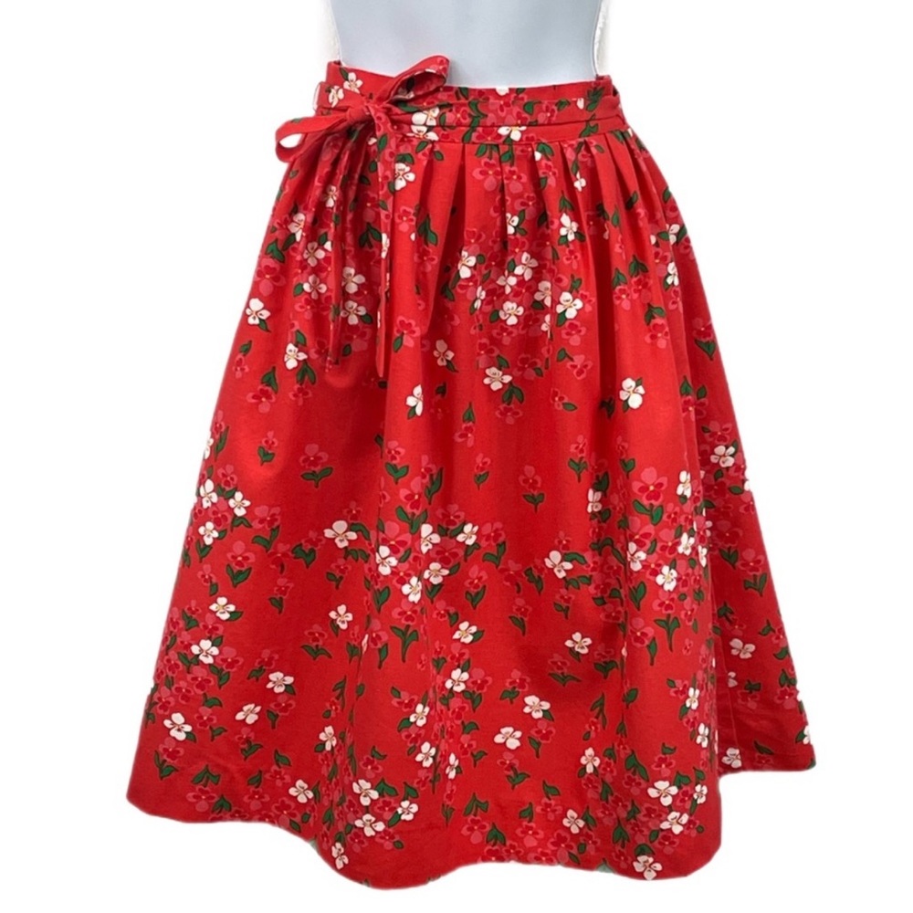 Vintage Malia Honolulu Cotton Floral Skirt *00 Orange/Red - Picture 1 of 9